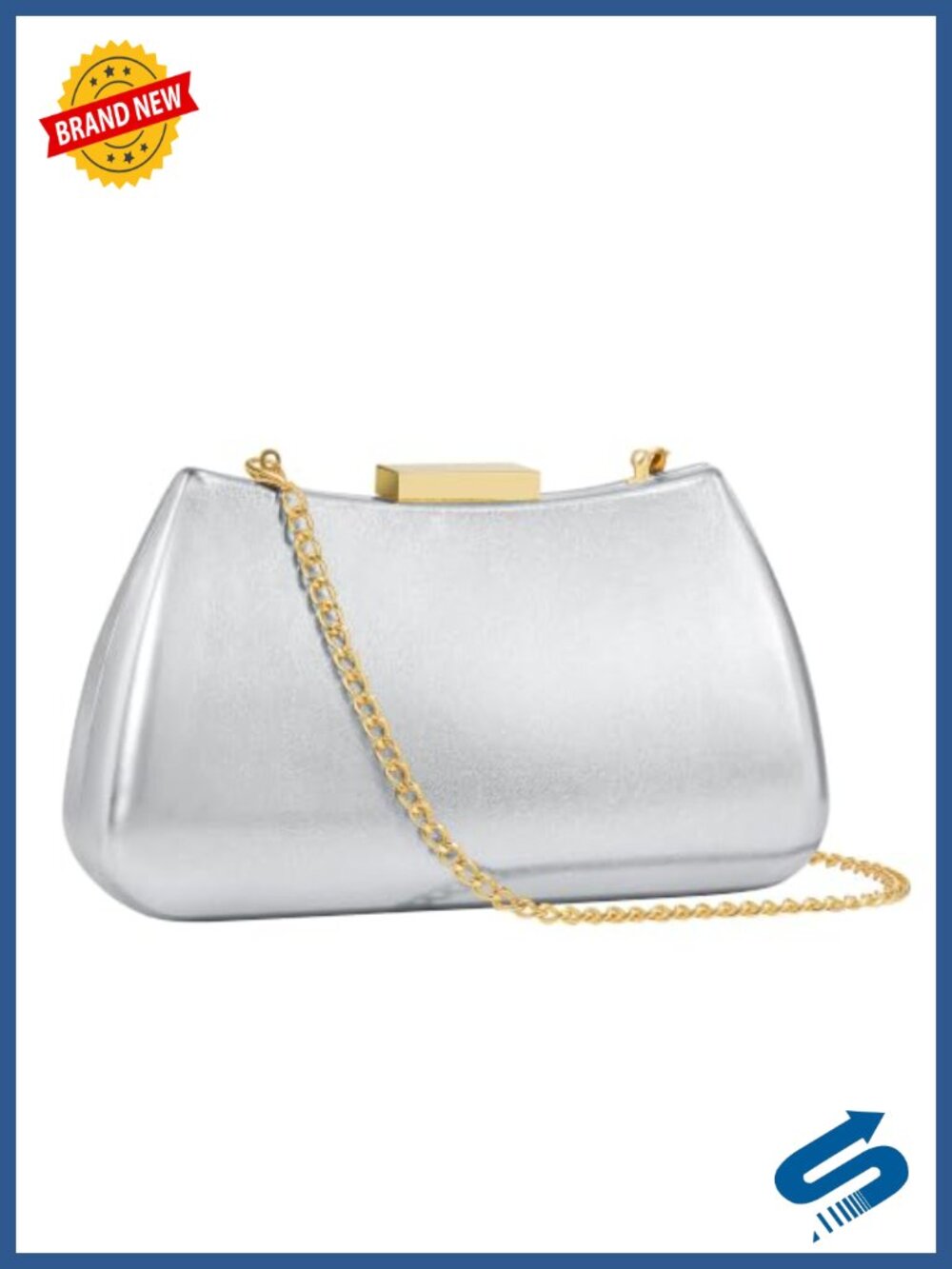 Women's PU Leather Evening Clutch Bag with Chain Strap for Wedding Prom